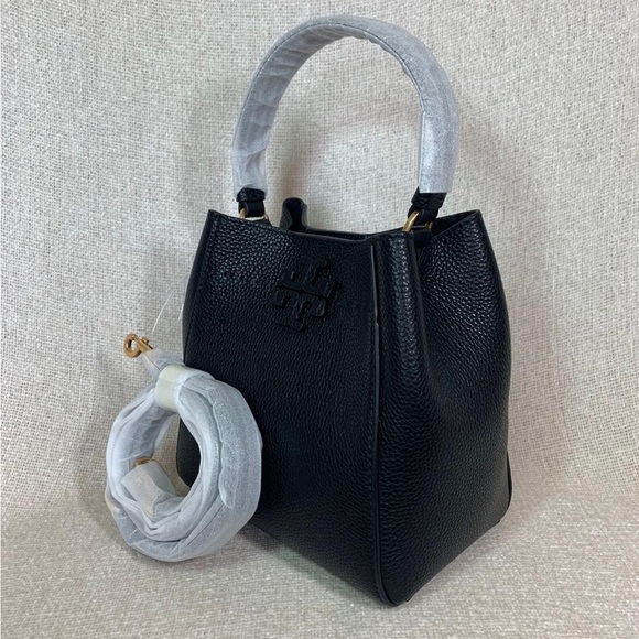NEW Tory Burch McGraw Black Leather Small Bucket Tote/Crossbody/Shoulder Bag main image 6